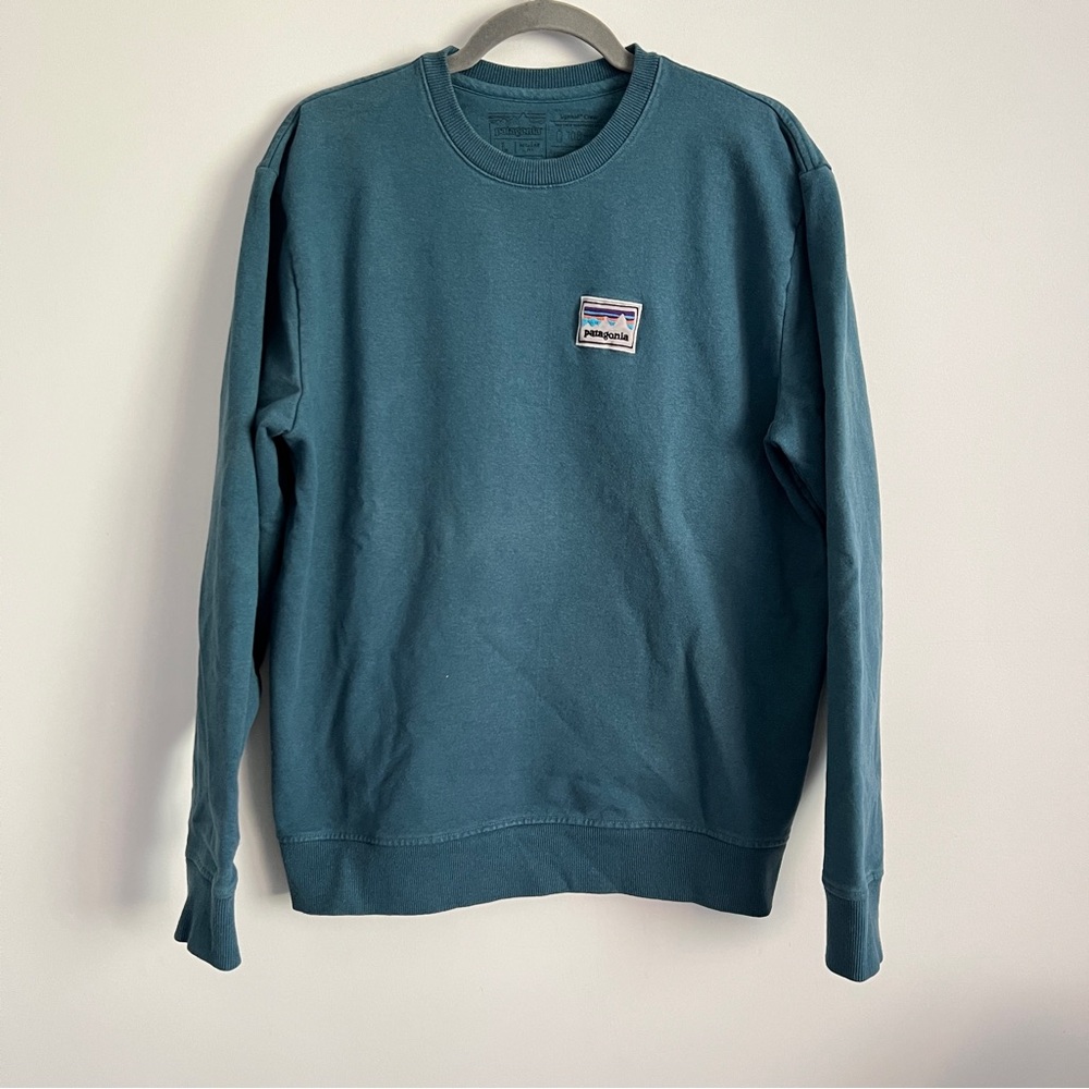 Patagonia Uprisal Crew Neck Sweatshirt Teal Blue Sweater Mens Regular Size Large